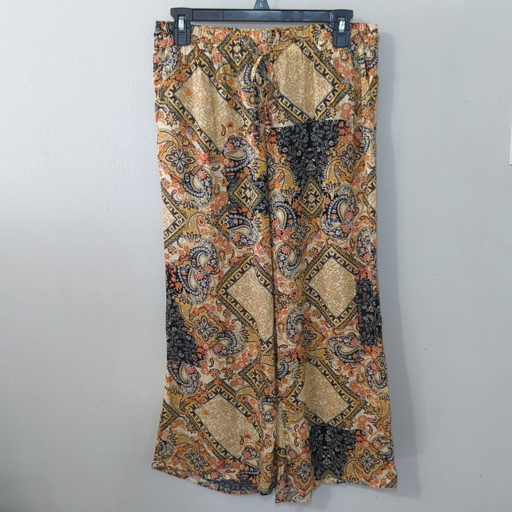 Cupcakes and Cashmere Wide Leg Palazzo Pants Paisley Multicolor Women's Size L